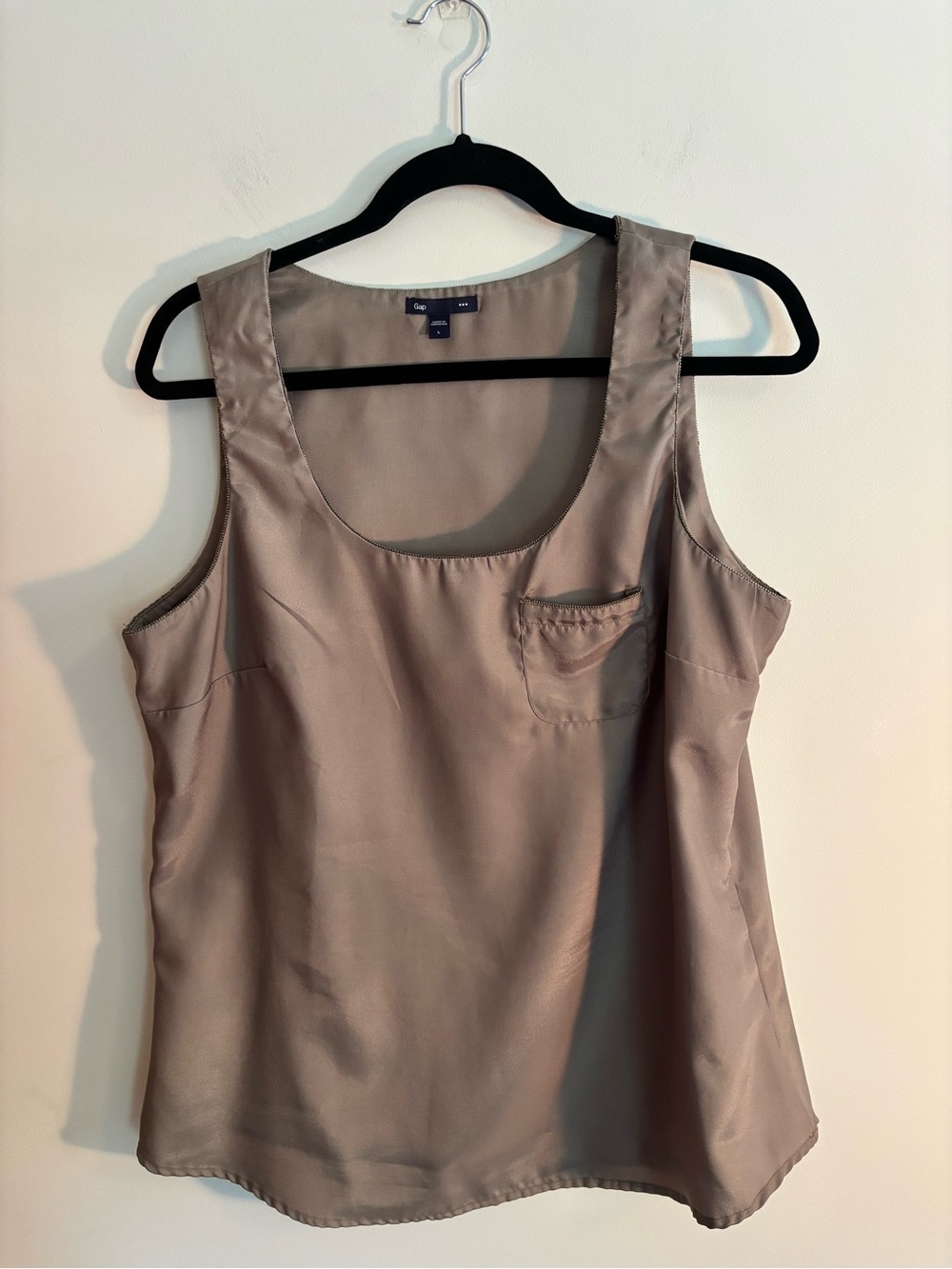 GAP Olive Green Satin Scoop Neck Tank Top